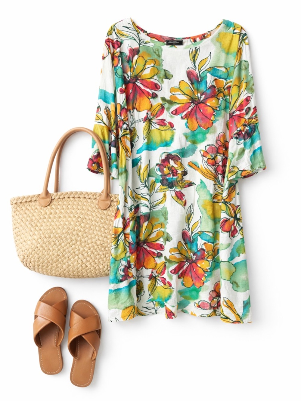 Jams World Doris Dress L 60 Yrs Tropical Floral Swing Boho Dress Resort Wear - Picture 6 of 8